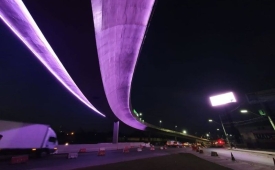 Iluminação de novo viaduto na entrada de Santos reproduzirá milhões de cores