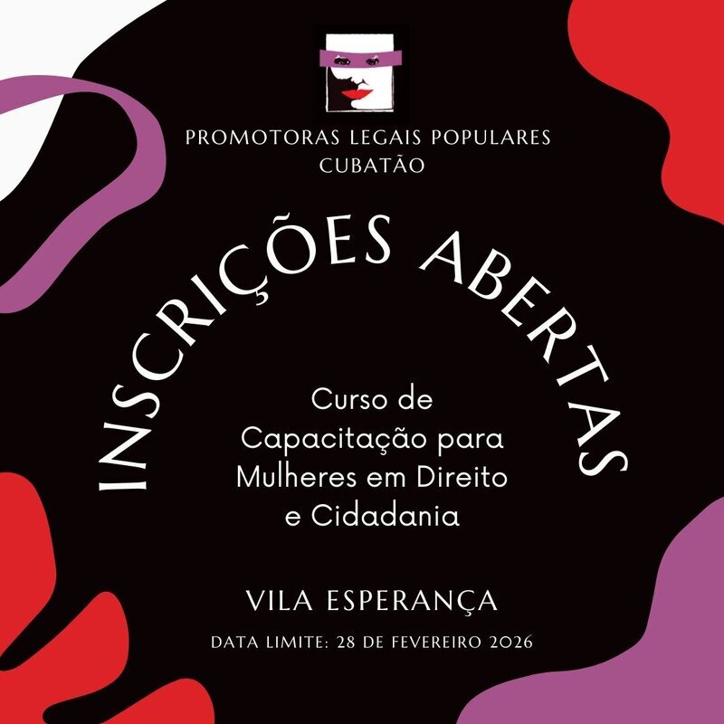 Inscrições abertas para o curso de Promotoras Legais em Cubatão