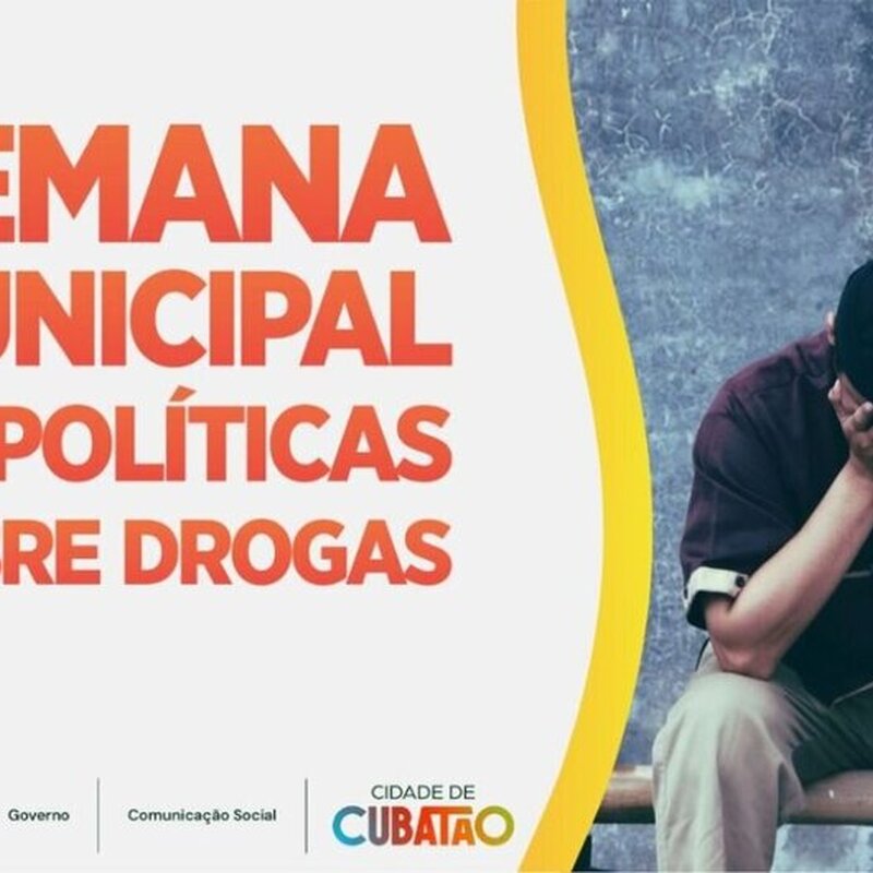 Cubatão realiza semana municipal de políticas sobre drogas, de 22 a 26 de junho